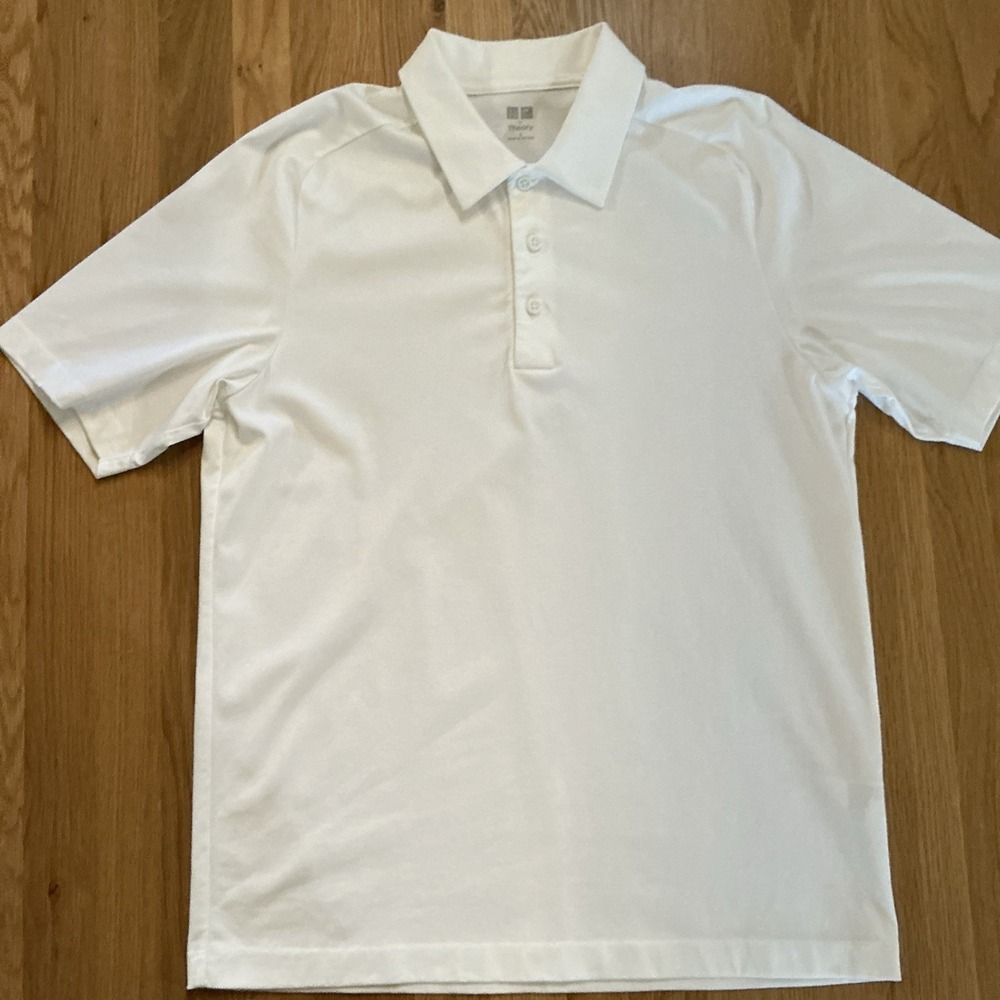 UNIQLO ×‎ Theory Men's Polo Shirt Size S White Collaboration Short Sleeve